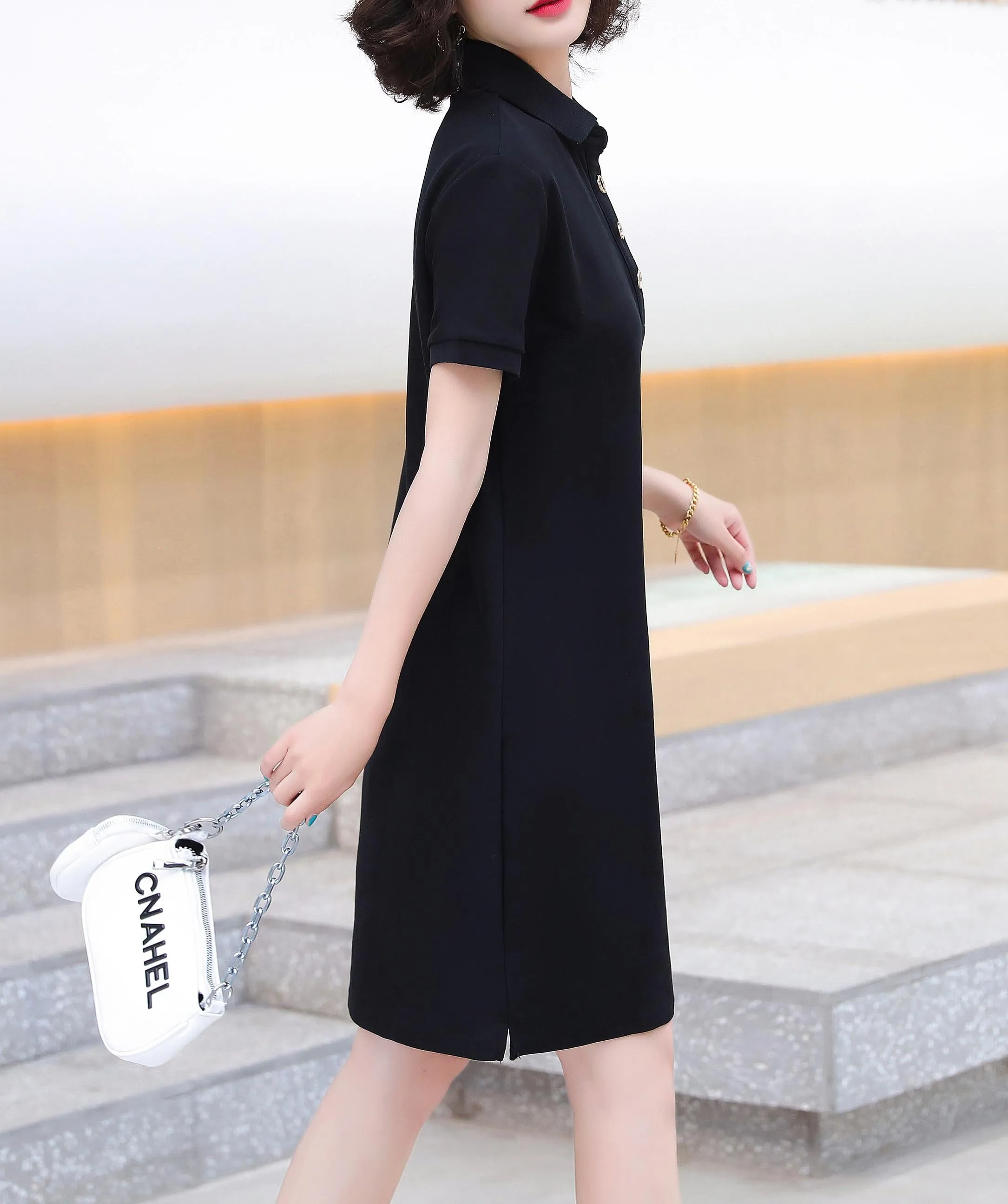 Thigh-Length Polo Style Dress for Active Women