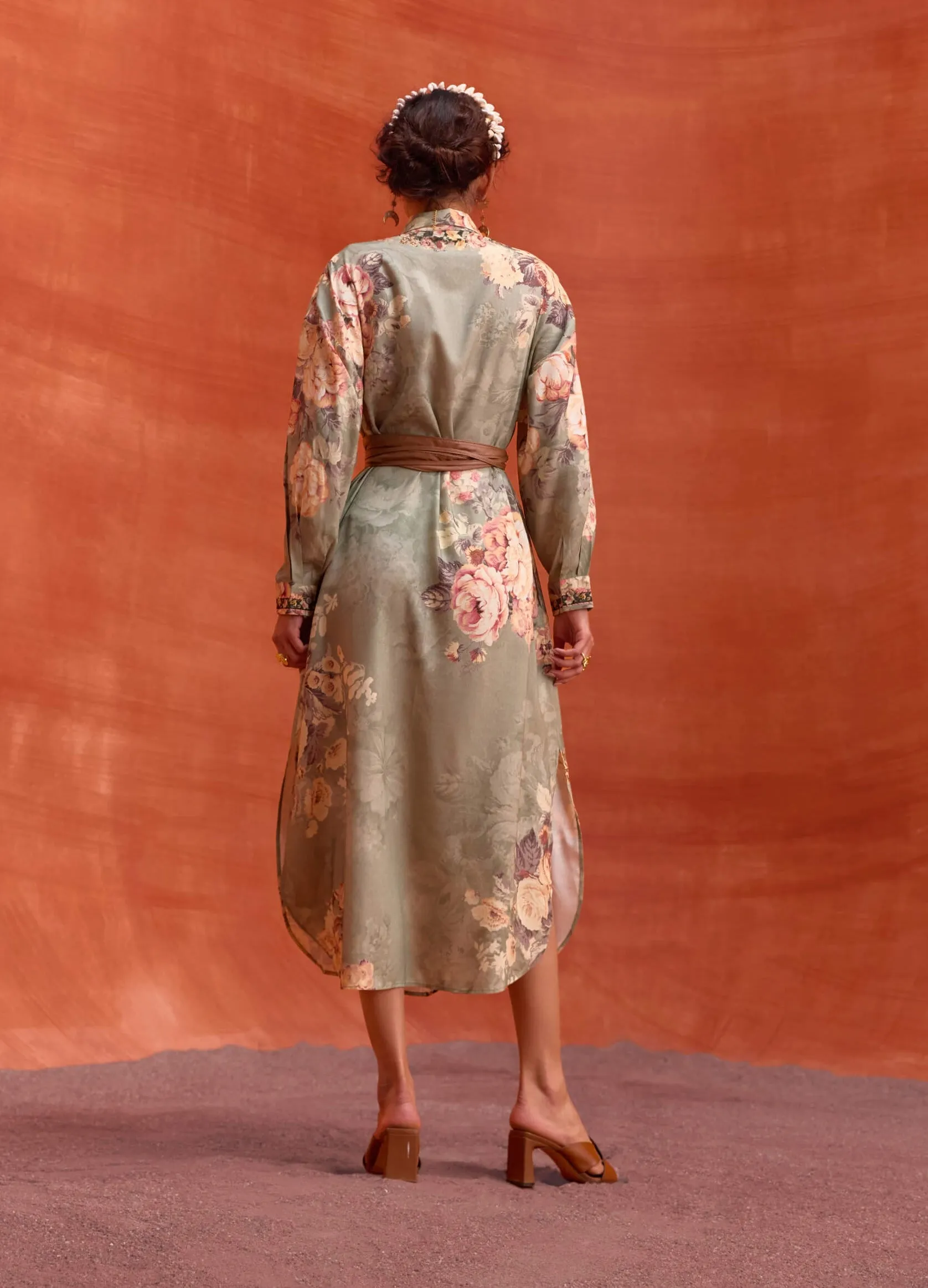 Tiffiny khakhi green shirt dress