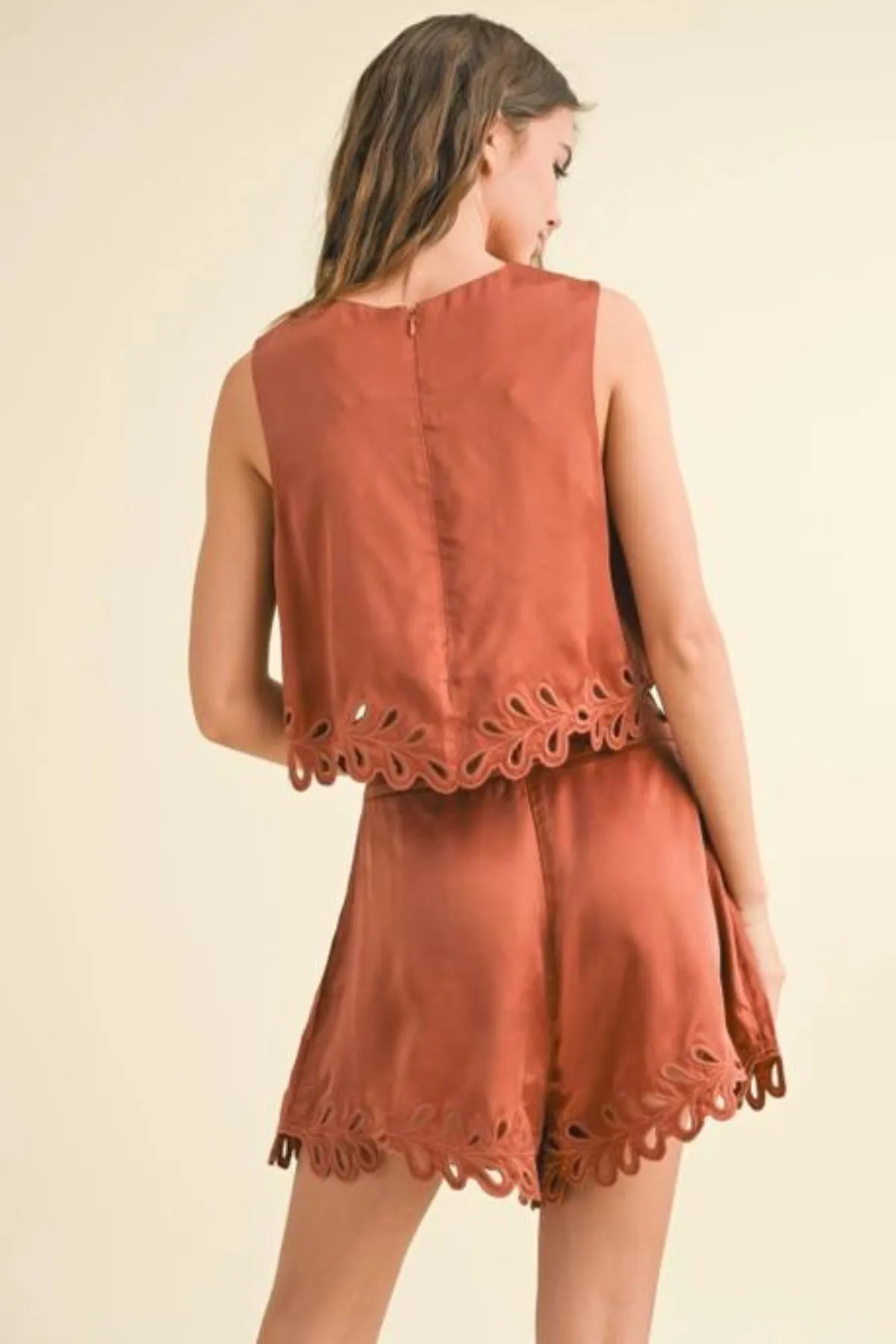Toffee Embroidered Shorts