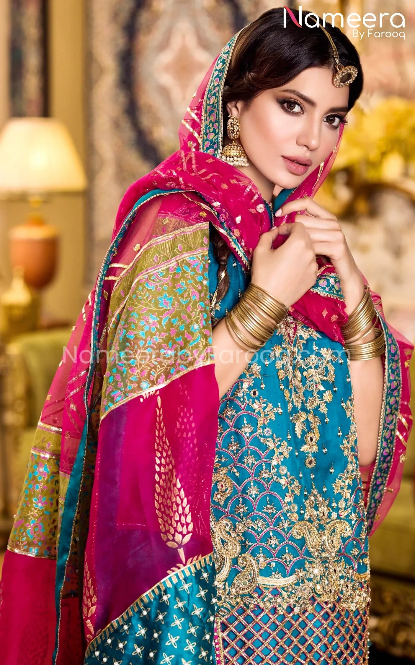 Traditional Pakistani Mehndi Dress for Bride #BS534