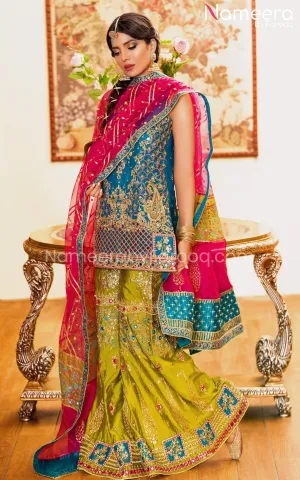 Traditional Pakistani Mehndi Dress for Bride #BS534