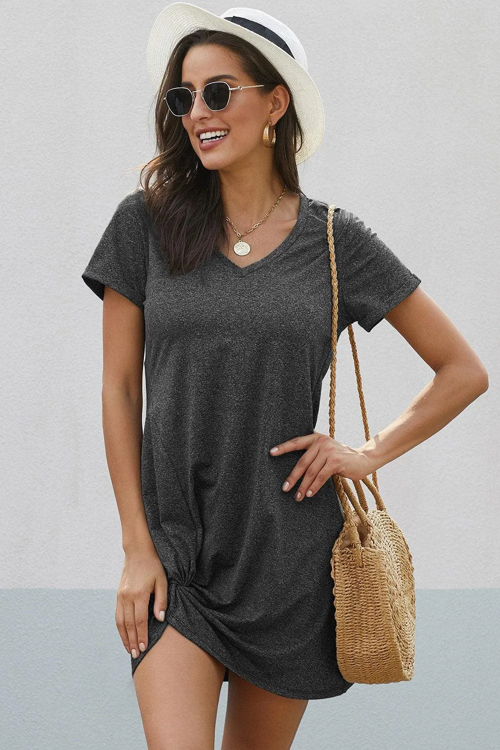 Triblend Side Knot Midi Dress