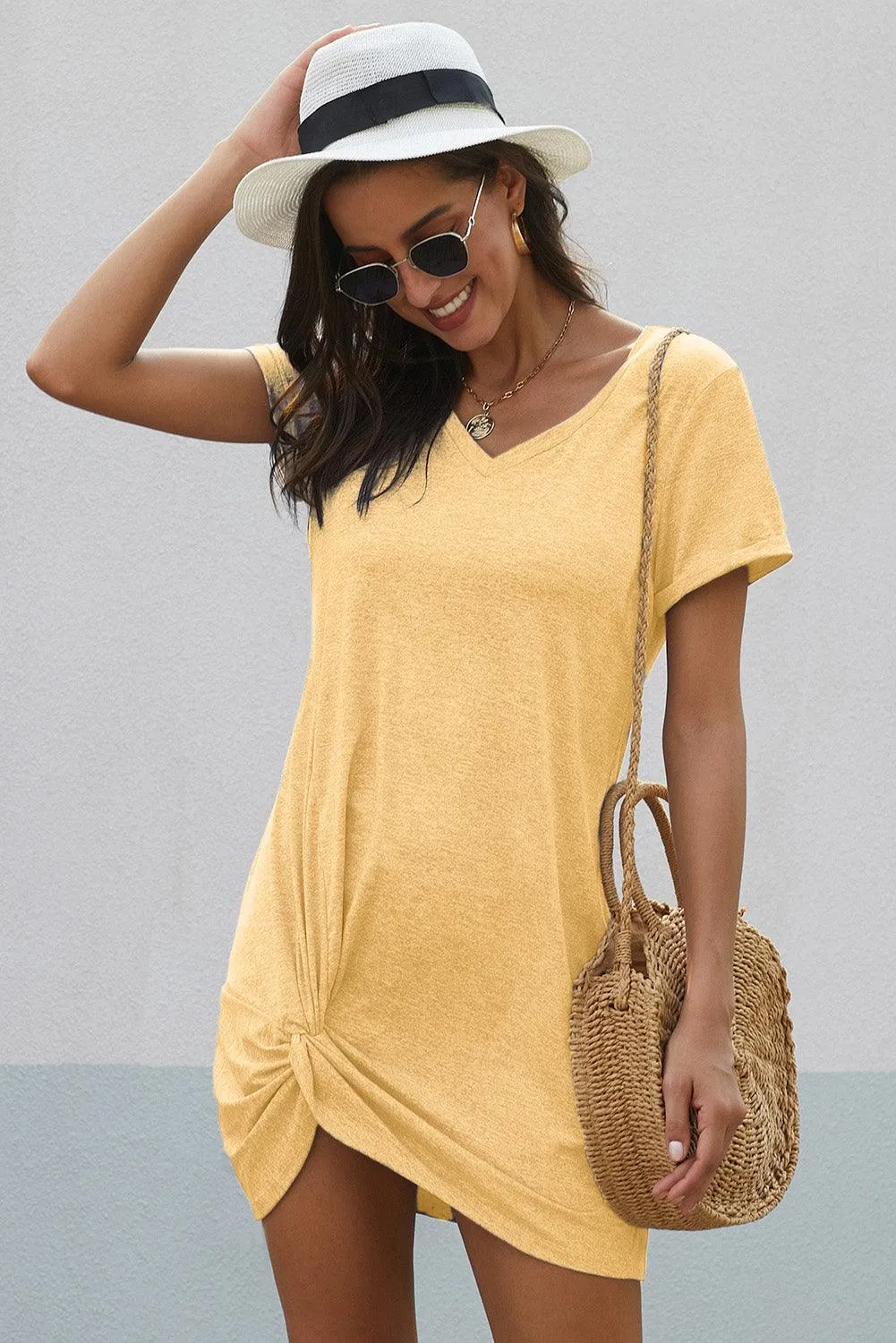 Triblend Side Knot Midi Dress