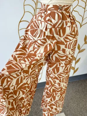 Tropical Print Wide-Leg Pants