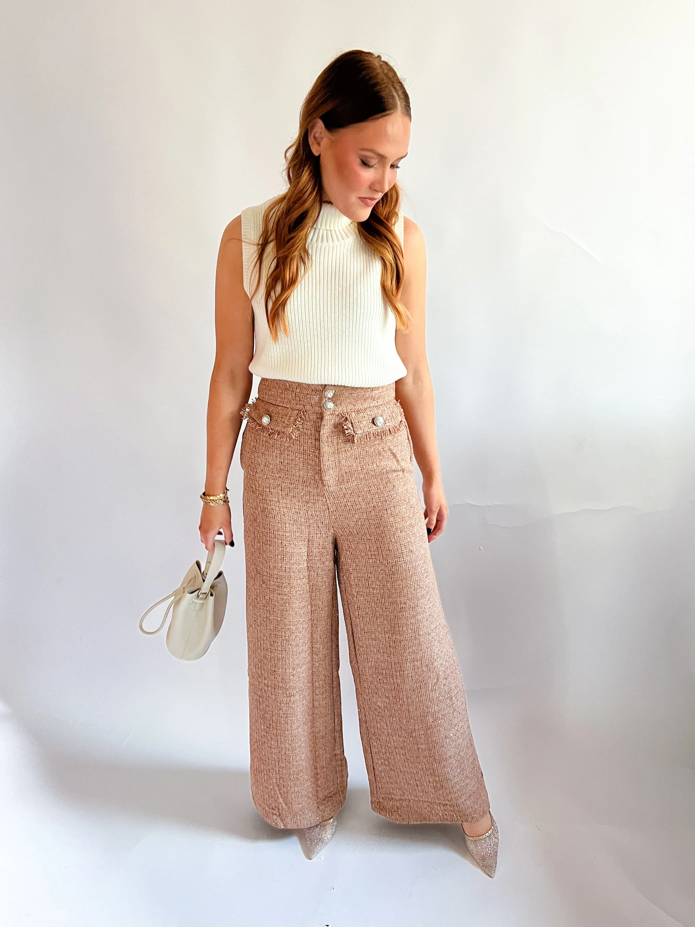 Tweed Shank Button Pant