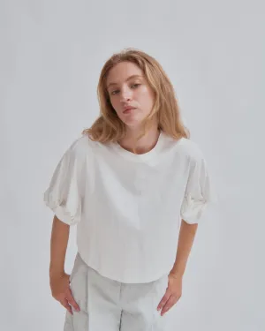 Twisted Sleeve Tee in  White