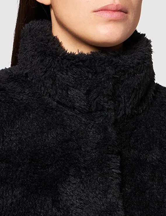 VERO MODA Womens Faux Fur Open Front Puffer Jacket Black S