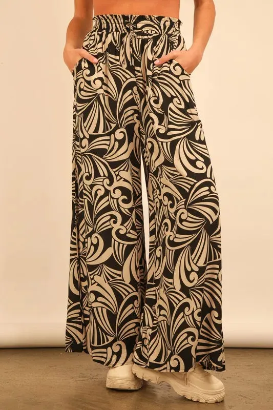 VERY J Printed Wide Leg Pants