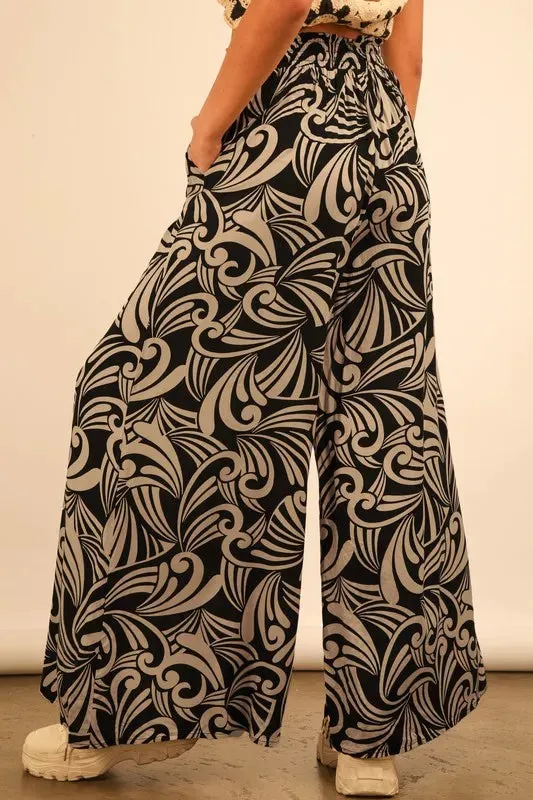 VERY J Printed Wide Leg Pants