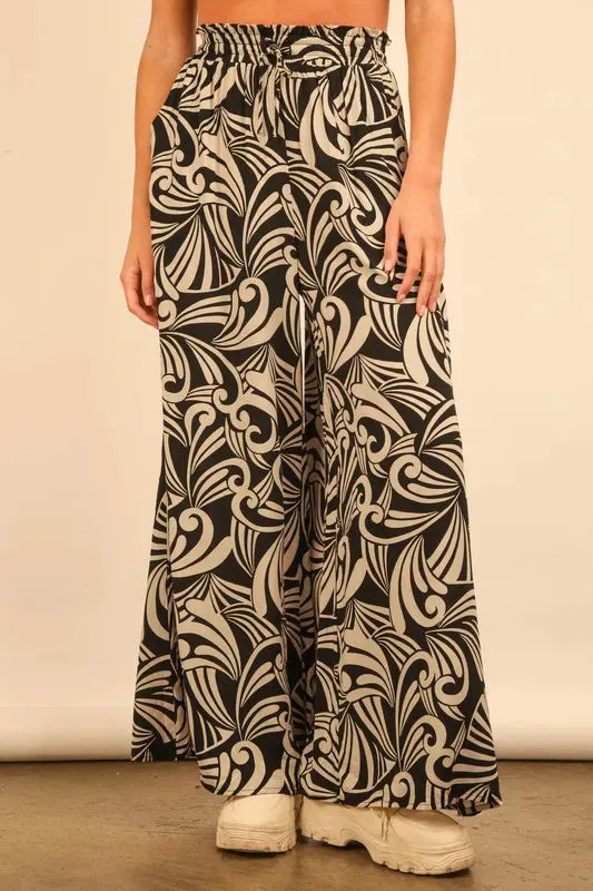 VERY J Printed Wide Leg Pants