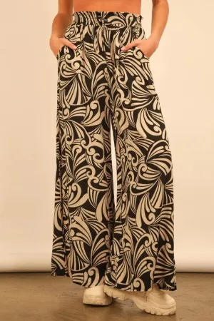 VERY J Printed Wide Leg Pants