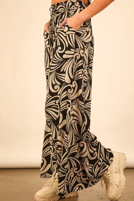 VERY J Printed Wide Leg Pants