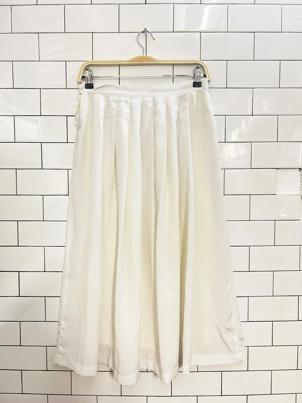 vintage 90s miss orly pleated satin midi skirt