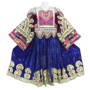 Vintage Afghan Blue Velvet Dress