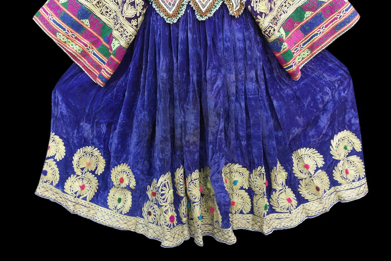 Vintage Afghan Blue Velvet Dress