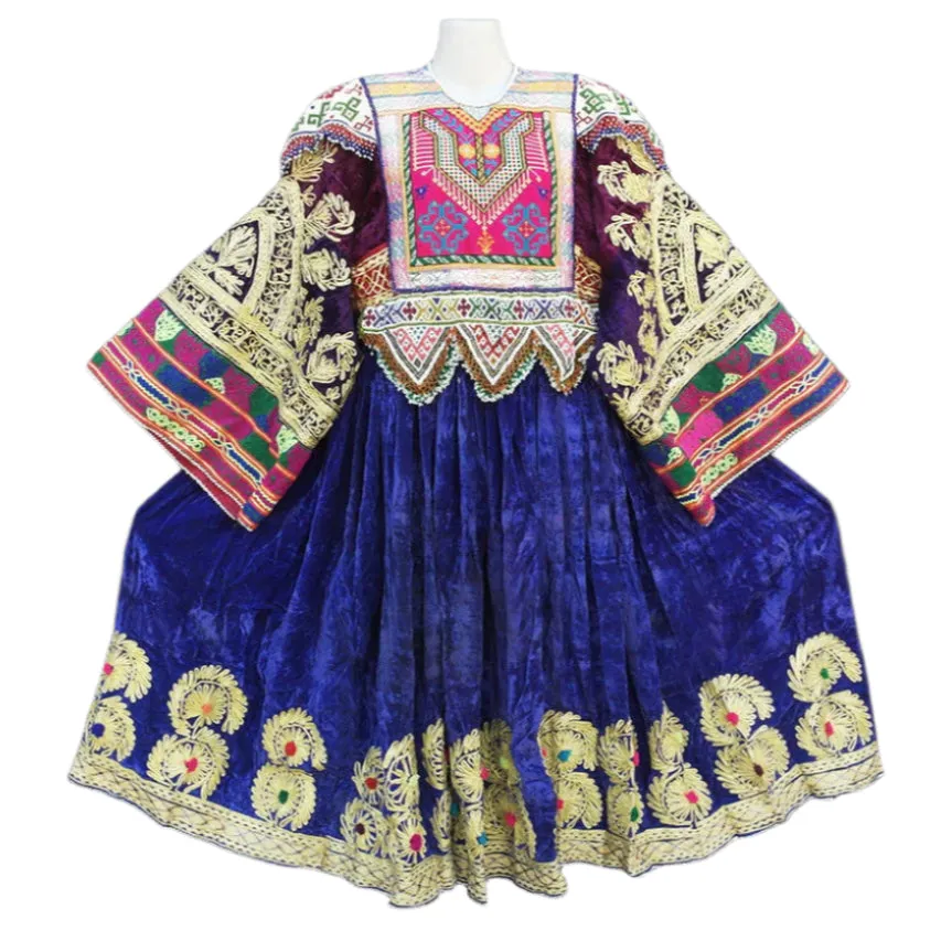 Vintage Afghan Blue Velvet Dress
