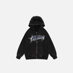 Vintage Devil Horns Zip-Up Hoodie in Ultra-Soft Cotton