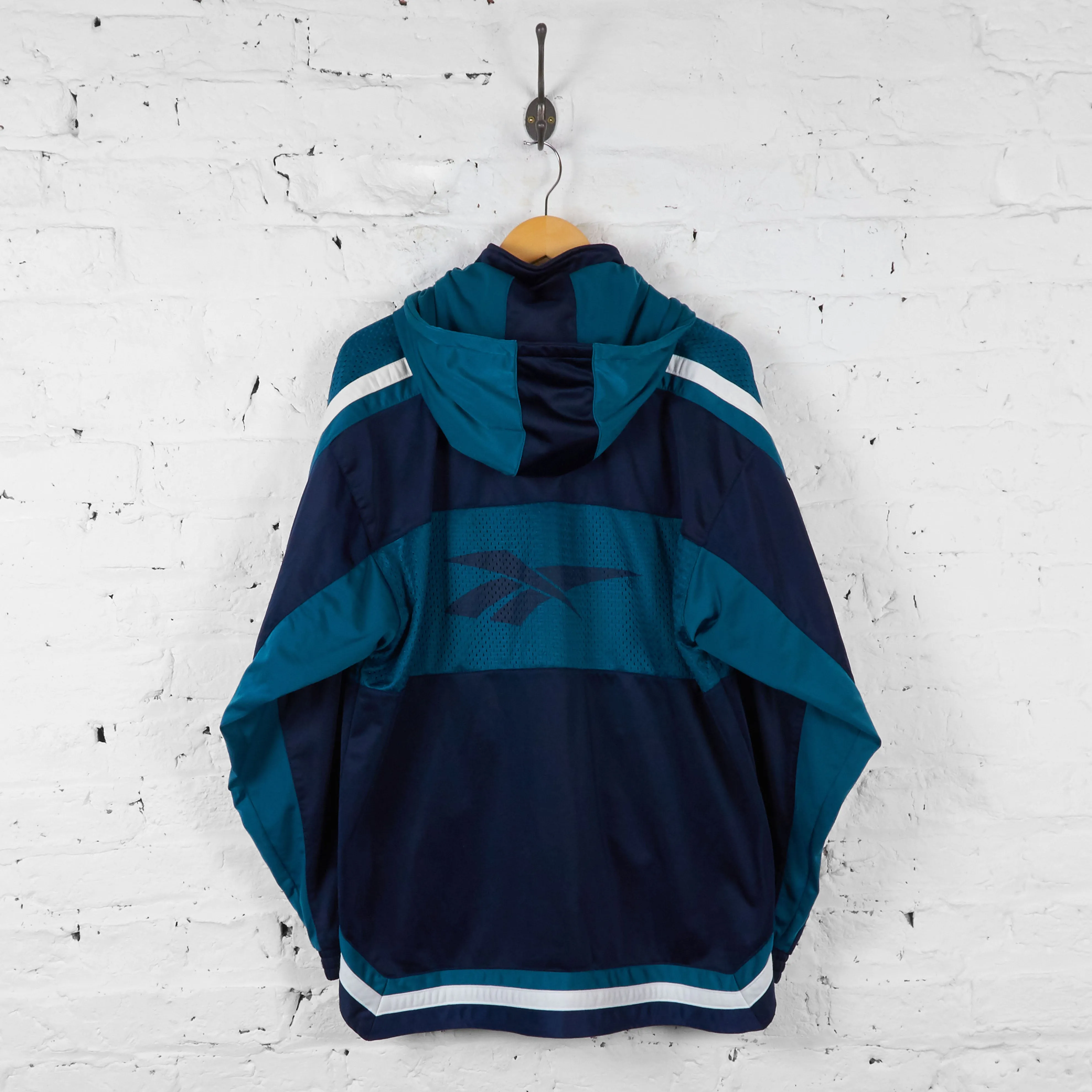 Vintage Reebok Hooded Tracksuit Top - Blue/Navy - L