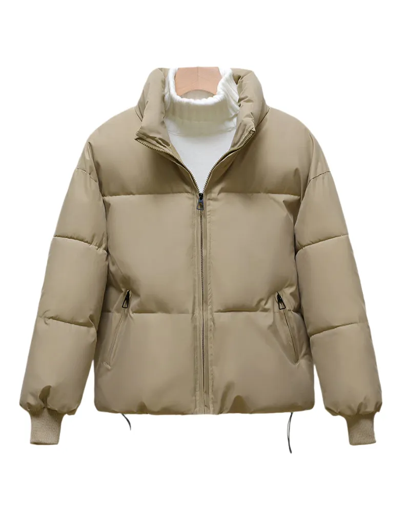 Warm and Stylish Padded Jacket with Drawstring Hem for Women