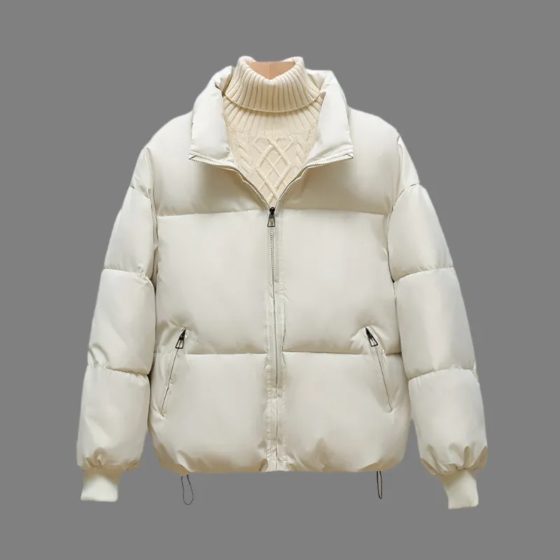 Warm and Stylish Padded Jacket with Drawstring Hem for Women