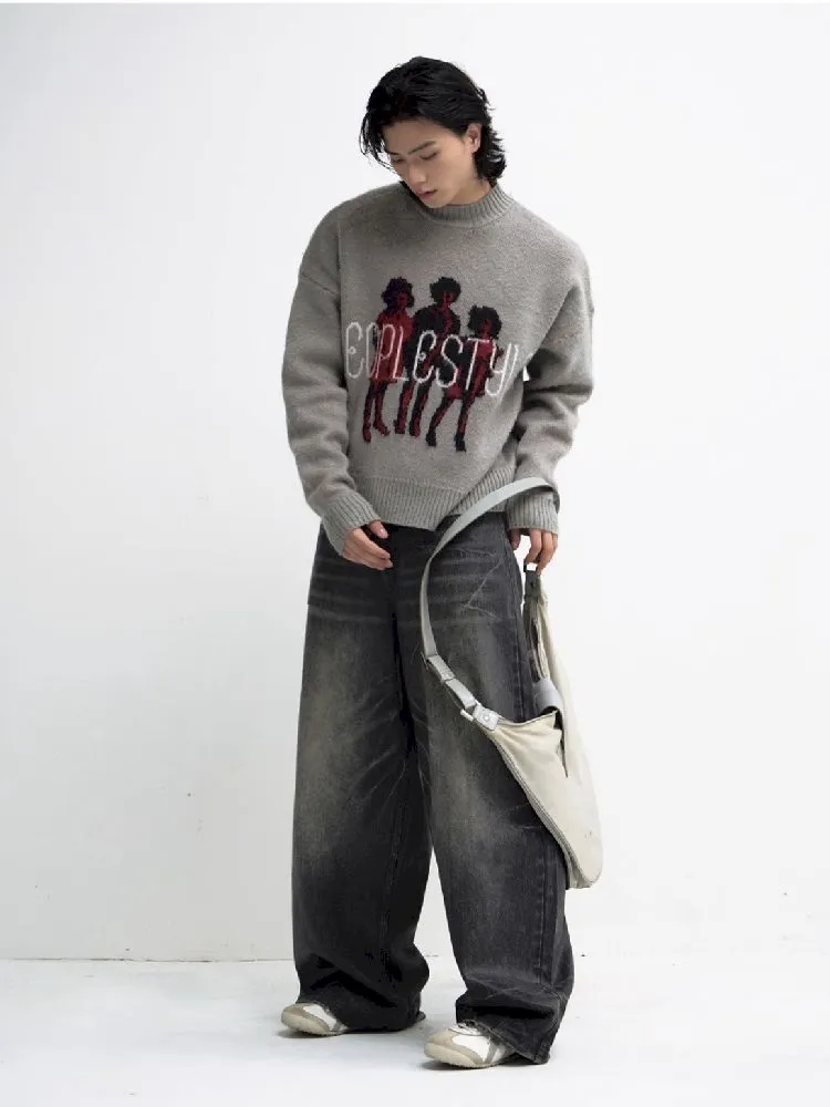 Washed Black Wide Leg Jeans【s0000010444】