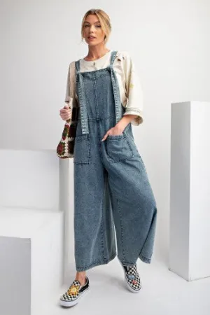 Washed Denim Wide Leg Jumpsuit