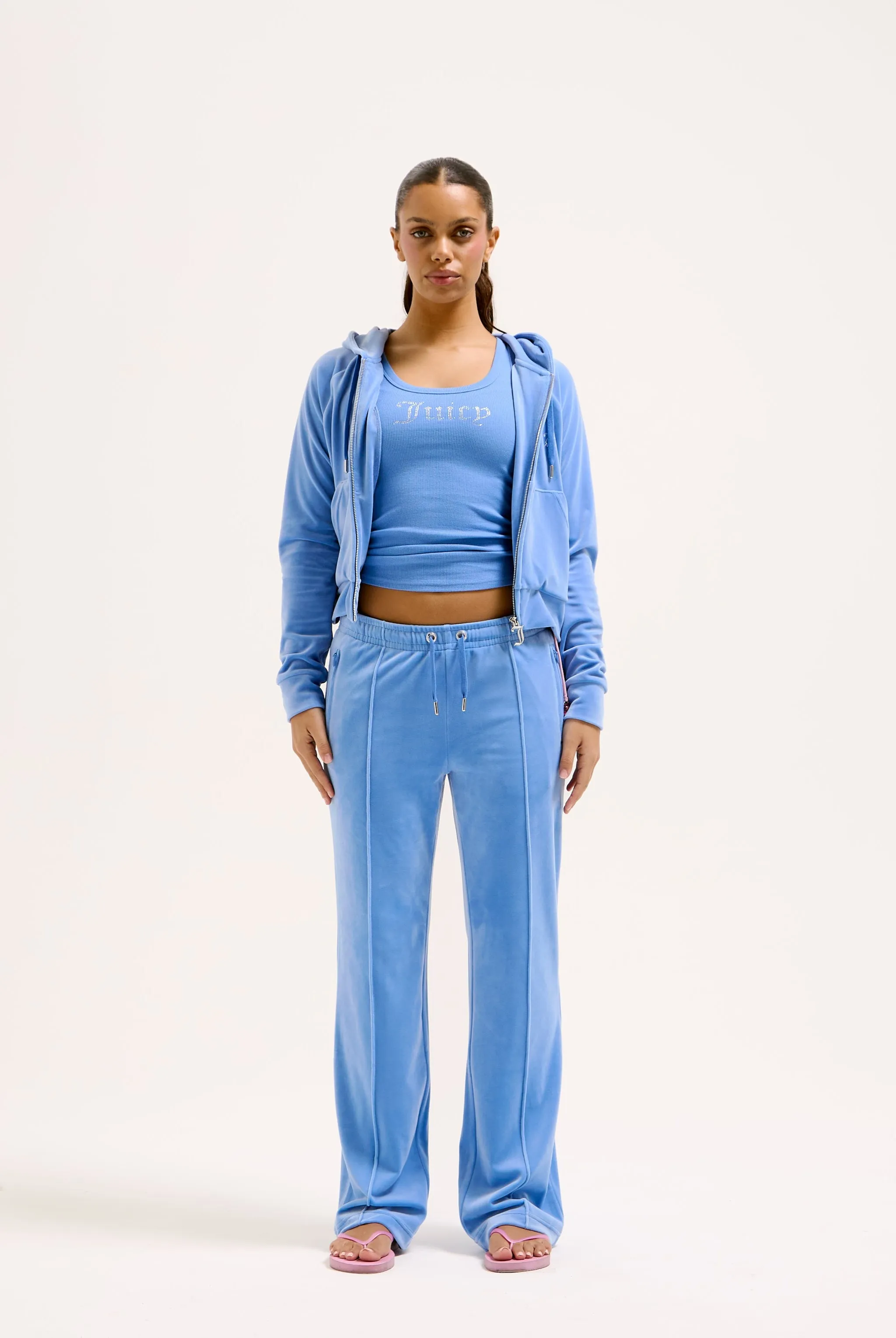 WASHED REGATTA VELOUR DIAMANTÉ TRACKSUIT BOTTOM