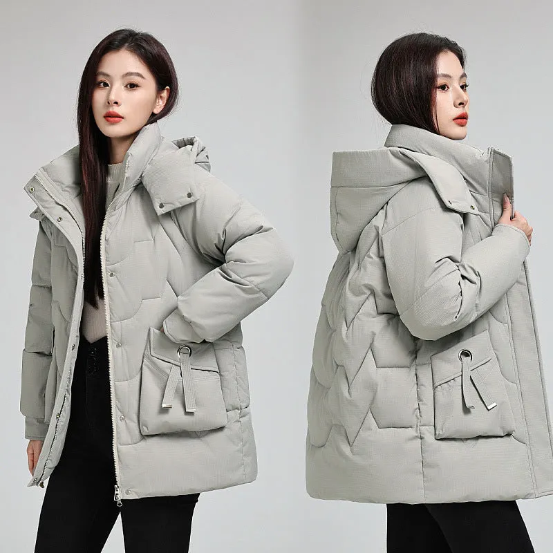 Water-Resistant and Windproof Quilted Puffer Jacket for Women
