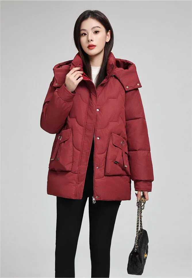 Water-Resistant and Windproof Quilted Puffer Jacket for Women