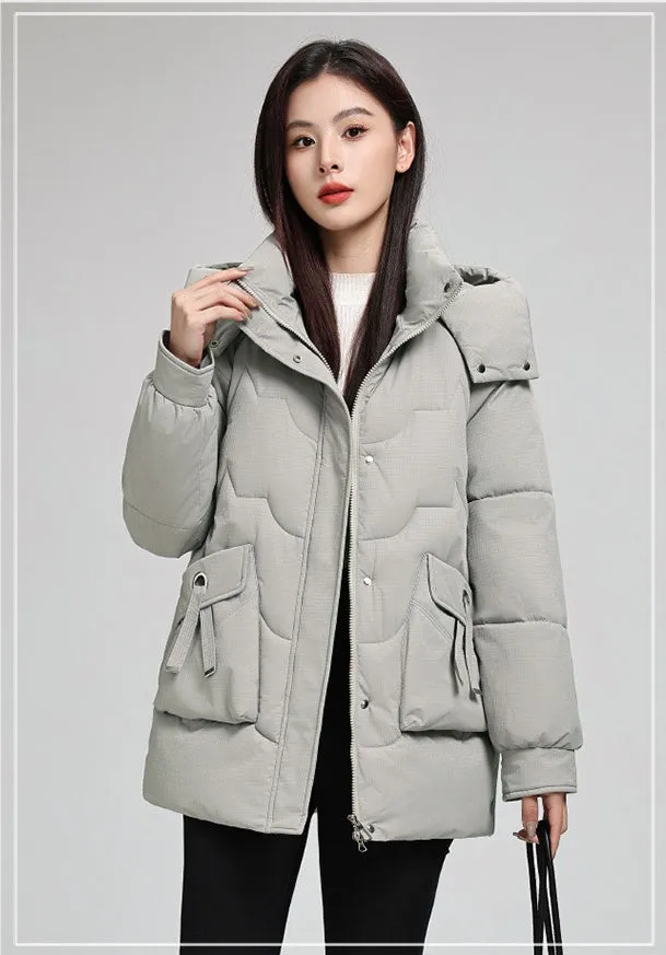 Water-Resistant and Windproof Quilted Puffer Jacket for Women