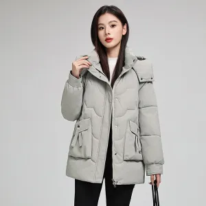 Water-Resistant and Windproof Quilted Puffer Jacket for Women