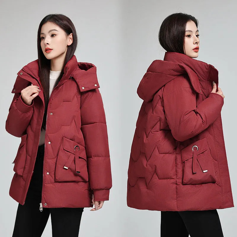 Water-Resistant and Windproof Quilted Puffer Jacket for Women