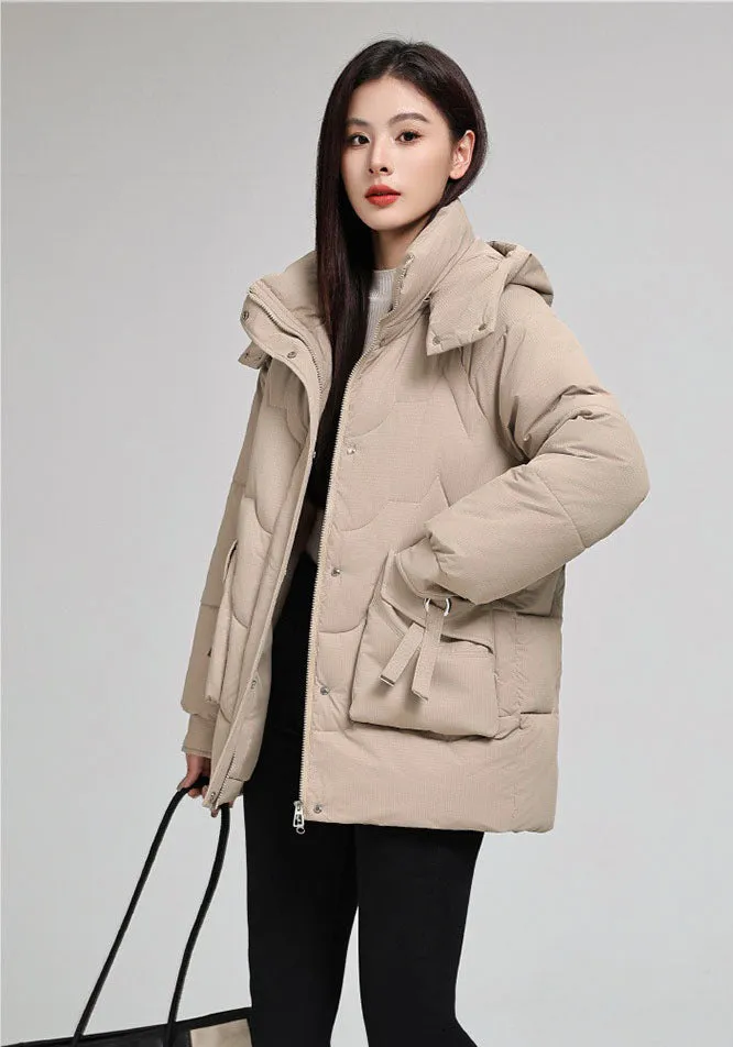 Water-Resistant and Windproof Quilted Puffer Jacket for Women