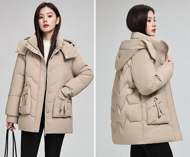 Water-Resistant and Windproof Quilted Puffer Jacket for Women