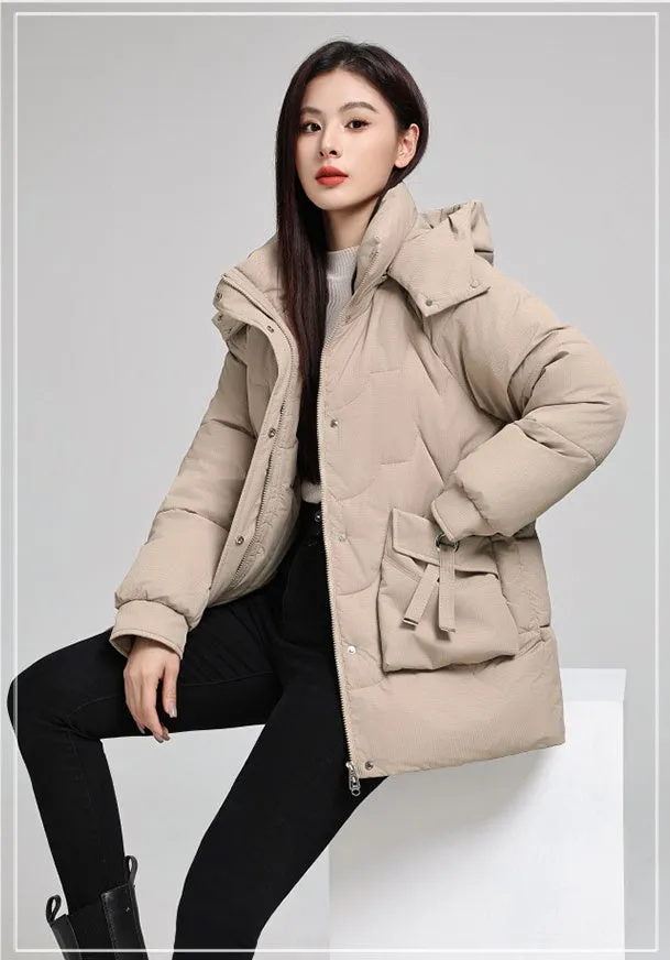 Water-Resistant and Windproof Quilted Puffer Jacket for Women