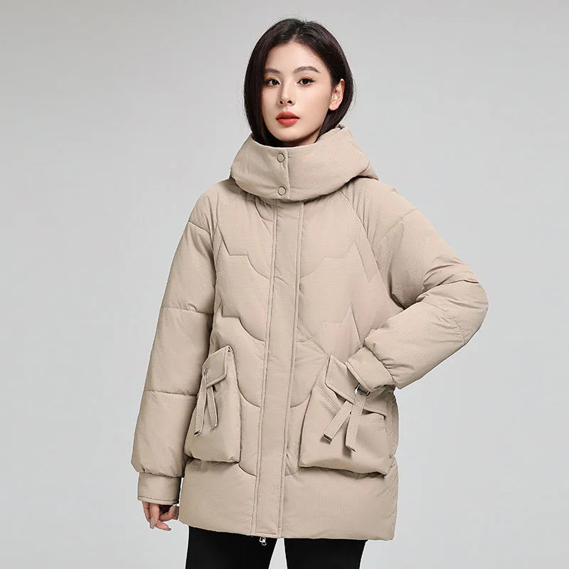 Water-Resistant and Windproof Quilted Puffer Jacket for Women