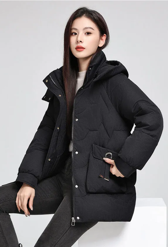 Water-Resistant and Windproof Quilted Puffer Jacket for Women