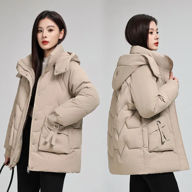 Water-Resistant and Windproof Quilted Puffer Jacket for Women