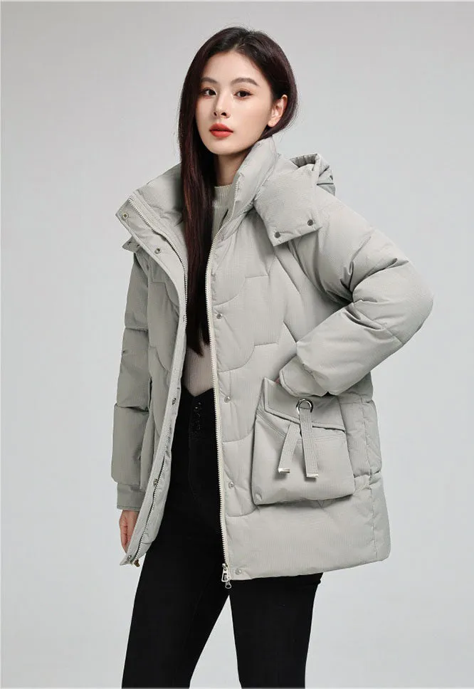 Water-Resistant and Windproof Quilted Puffer Jacket for Women