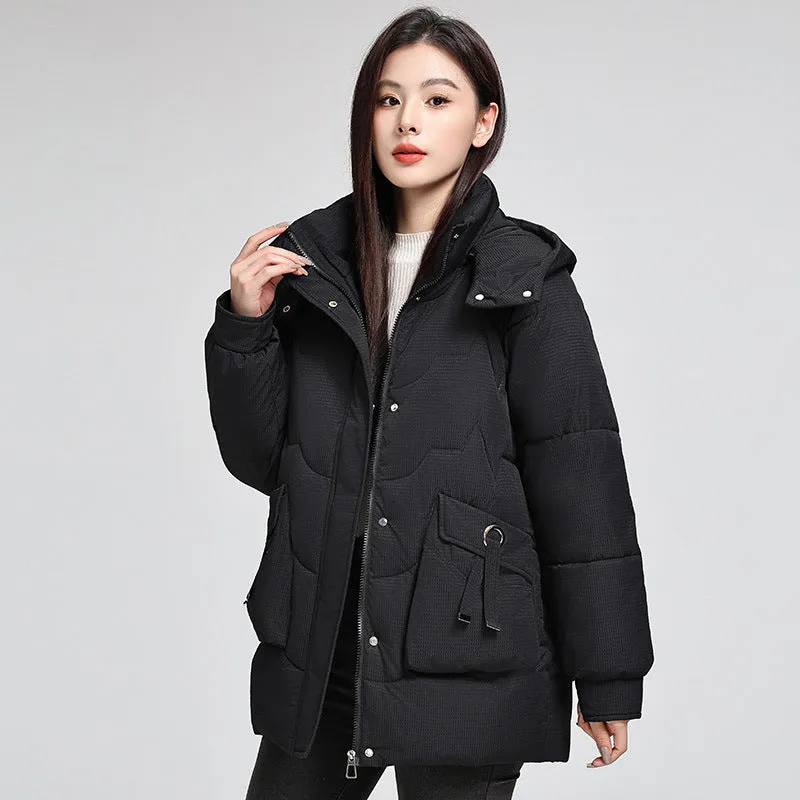 Water-Resistant and Windproof Quilted Puffer Jacket for Women