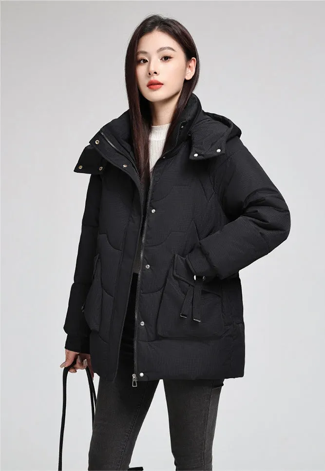 Water-Resistant and Windproof Quilted Puffer Jacket for Women
