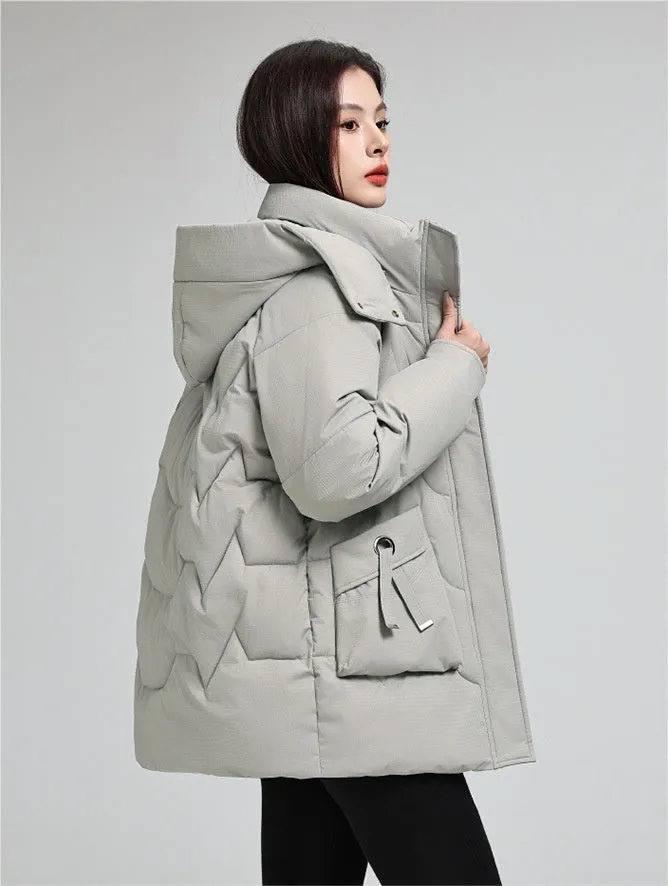 Water-Resistant and Windproof Quilted Puffer Jacket for Women