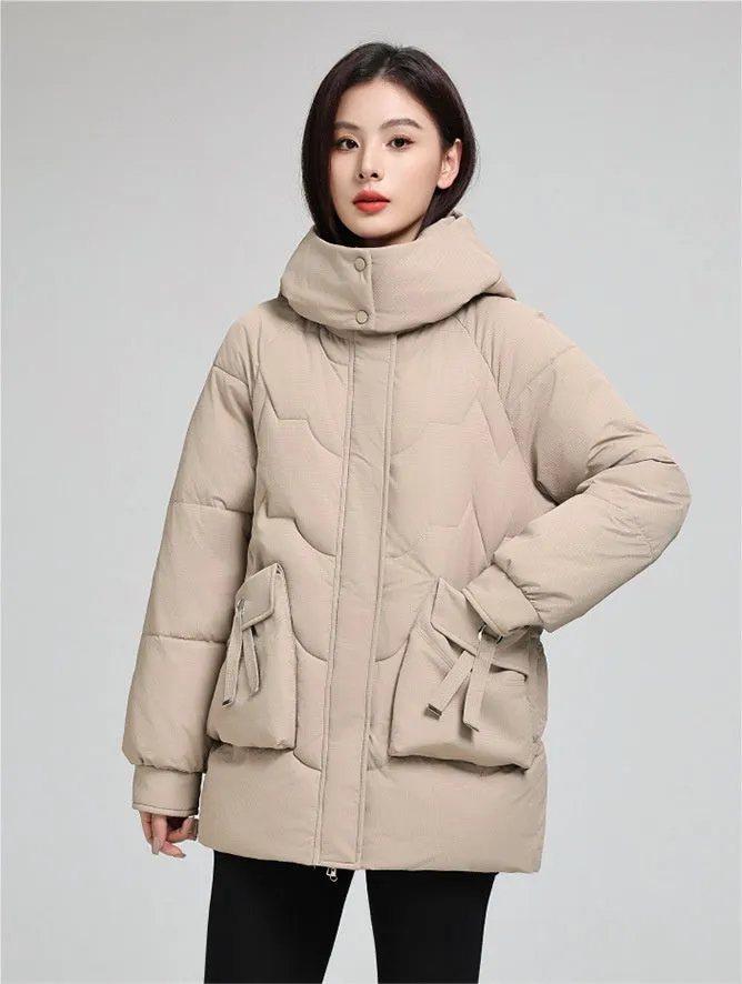 Water-Resistant and Windproof Quilted Puffer Jacket for Women