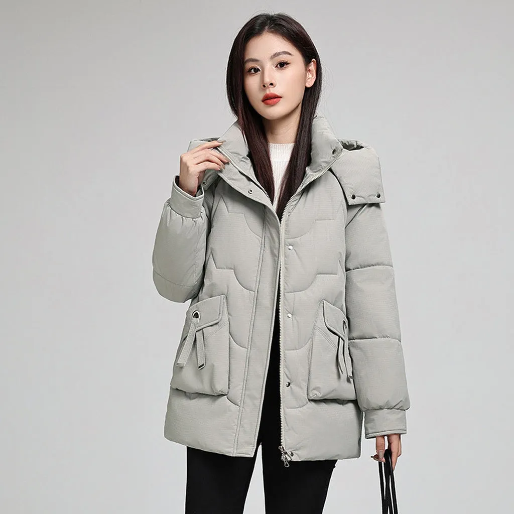 Water-Resistant and Windproof Quilted Puffer Jacket for Women