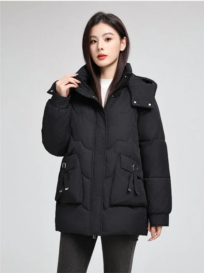 Water-Resistant and Windproof Quilted Puffer Jacket for Women