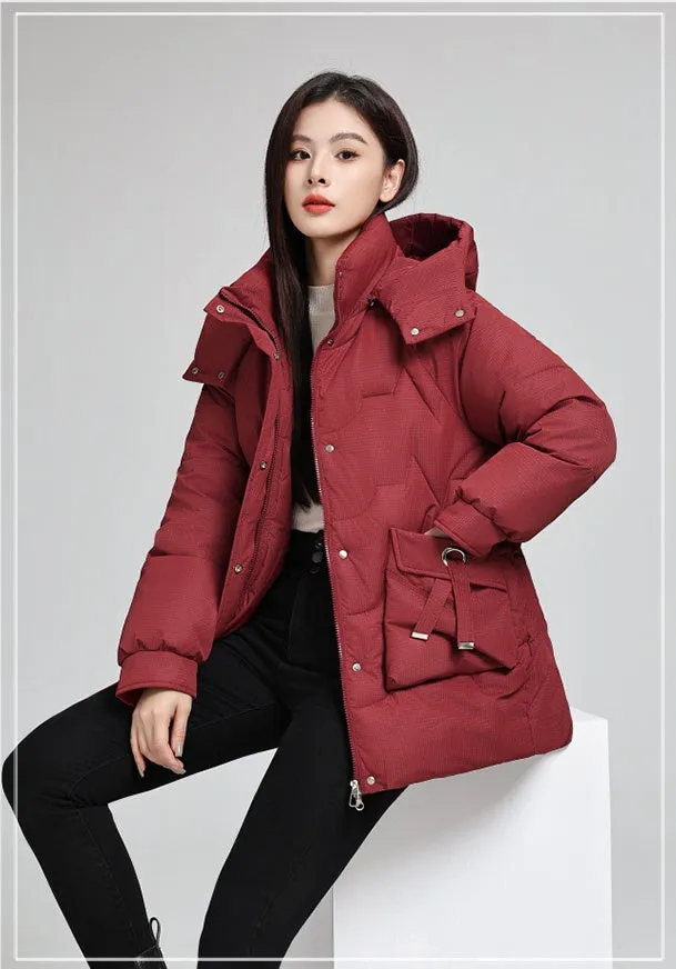 Water-Resistant and Windproof Quilted Puffer Jacket for Women