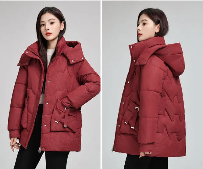 Water-Resistant and Windproof Quilted Puffer Jacket for Women