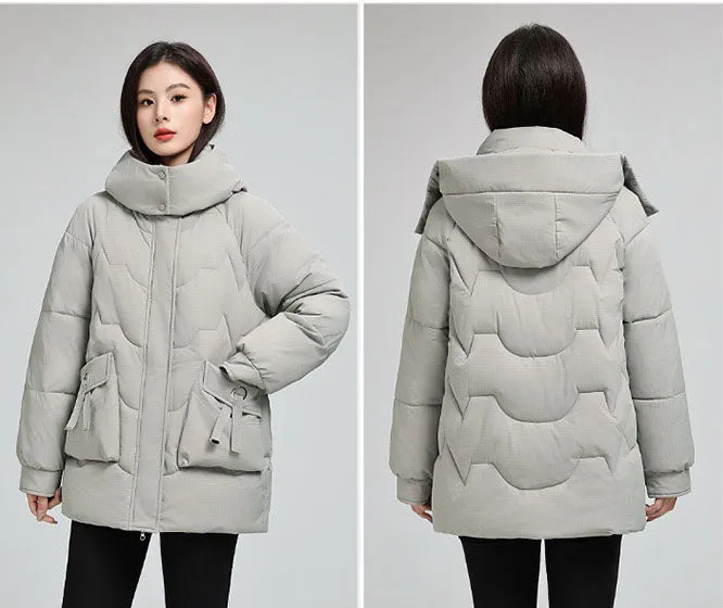 Water-Resistant and Windproof Quilted Puffer Jacket for Women
