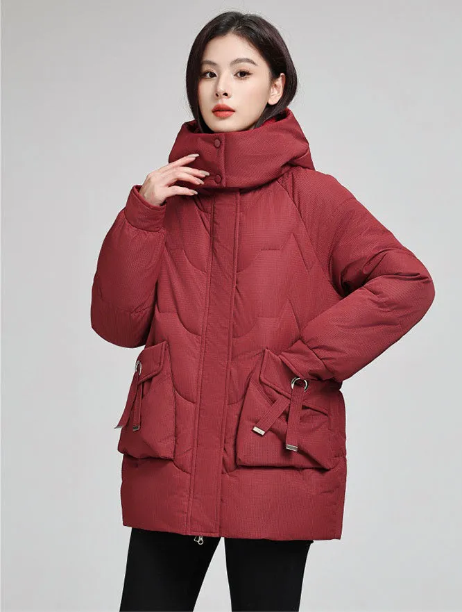 Water-Resistant and Windproof Quilted Puffer Jacket for Women