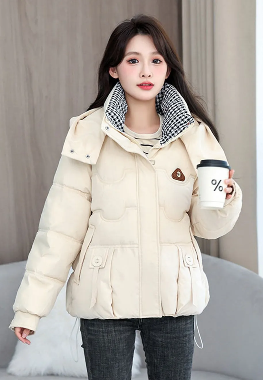 Waterproof and Windproof Quilted Puffer Jacket for Women